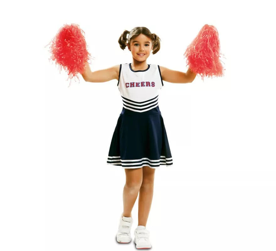 Translation missing: it.Disfraz de Cheerleader blanco y azul para niña