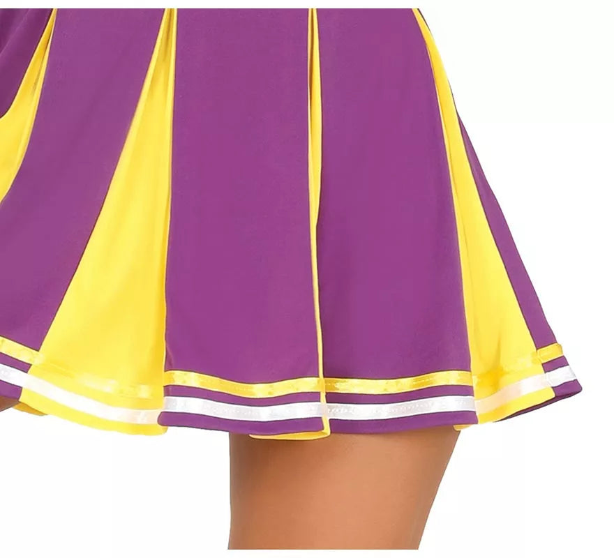 Translation missing: it.Disfraz de Cheerleader USA morado y amarillo para mujer