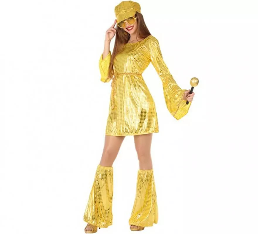 Translation missing: it.Disfraz de Chica Disco Dorado para mujer
