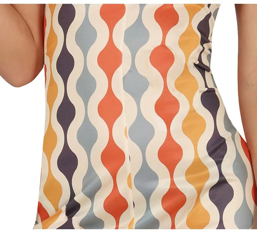 Disfraz de Chica Disco multicolor de los Años 70 para mujer