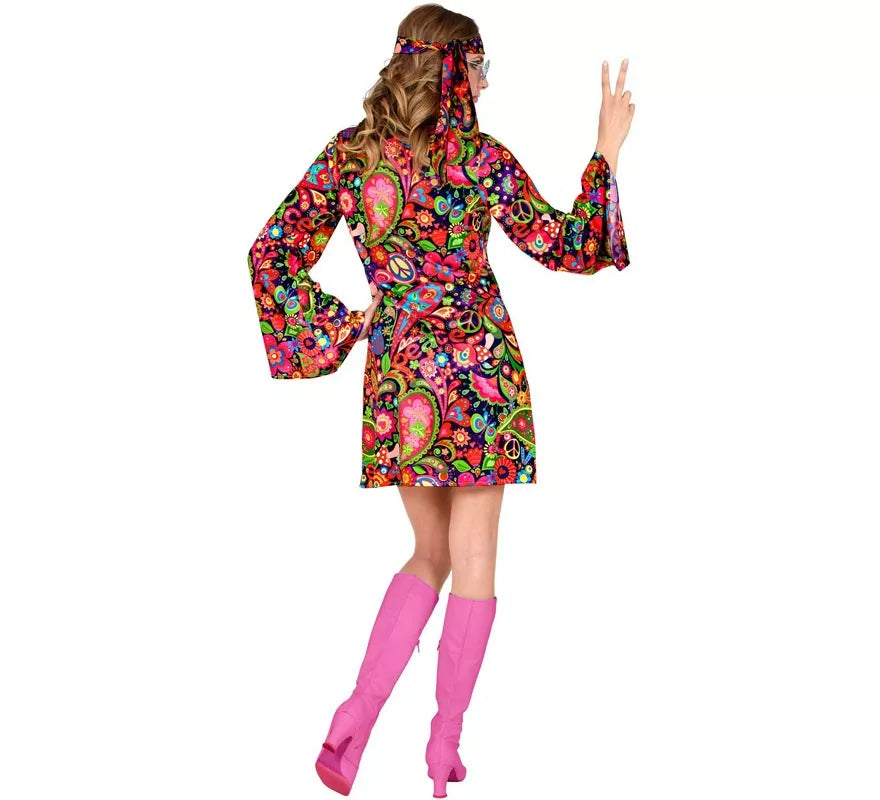 Translation missing: it.Disfraz de Chica Hippie en vestido psicodélico para mujer