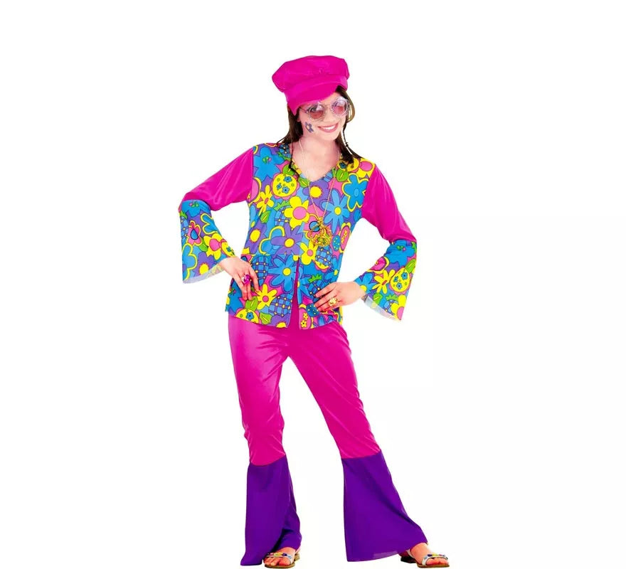 Translation missing: it.Disfraz de Chica Hippie morado para niña y adolescente