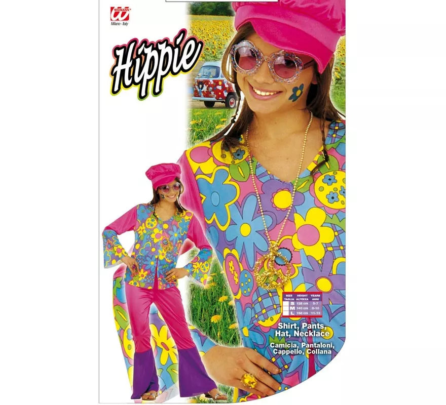 Translation missing: it.Disfraz de Chica Hippie morado para niña y adolescente