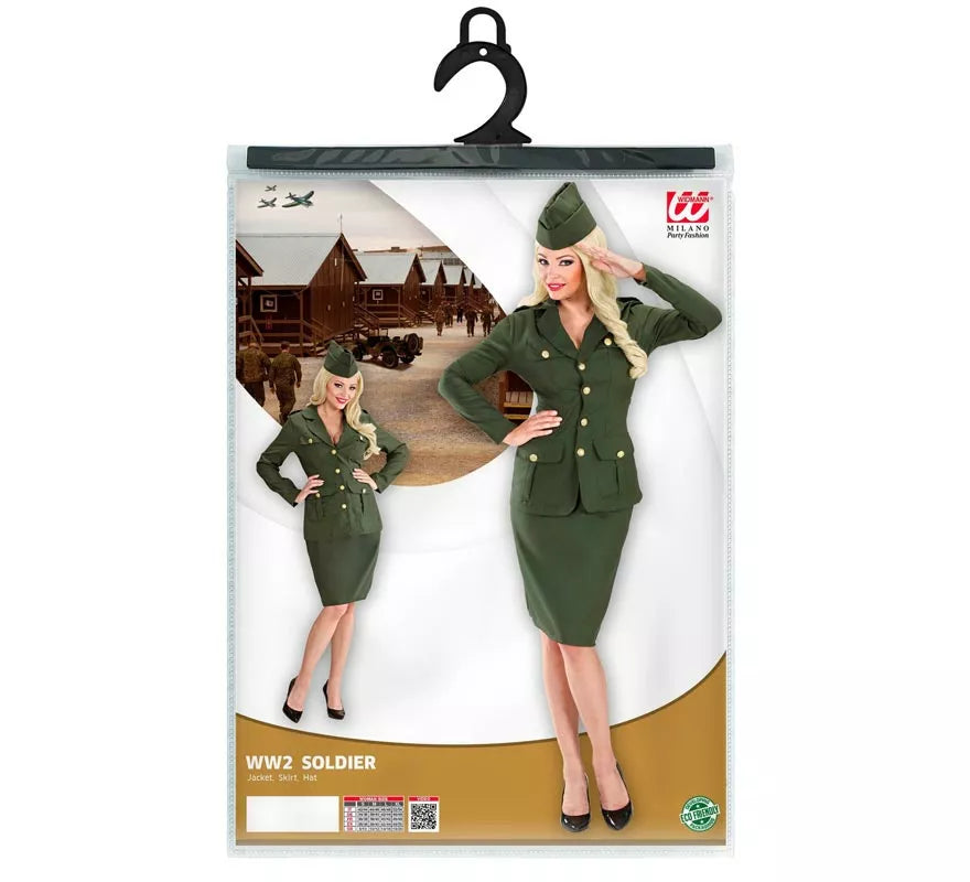 Translation missing: it.Disfraz de Chica Soldado verde para mujer
