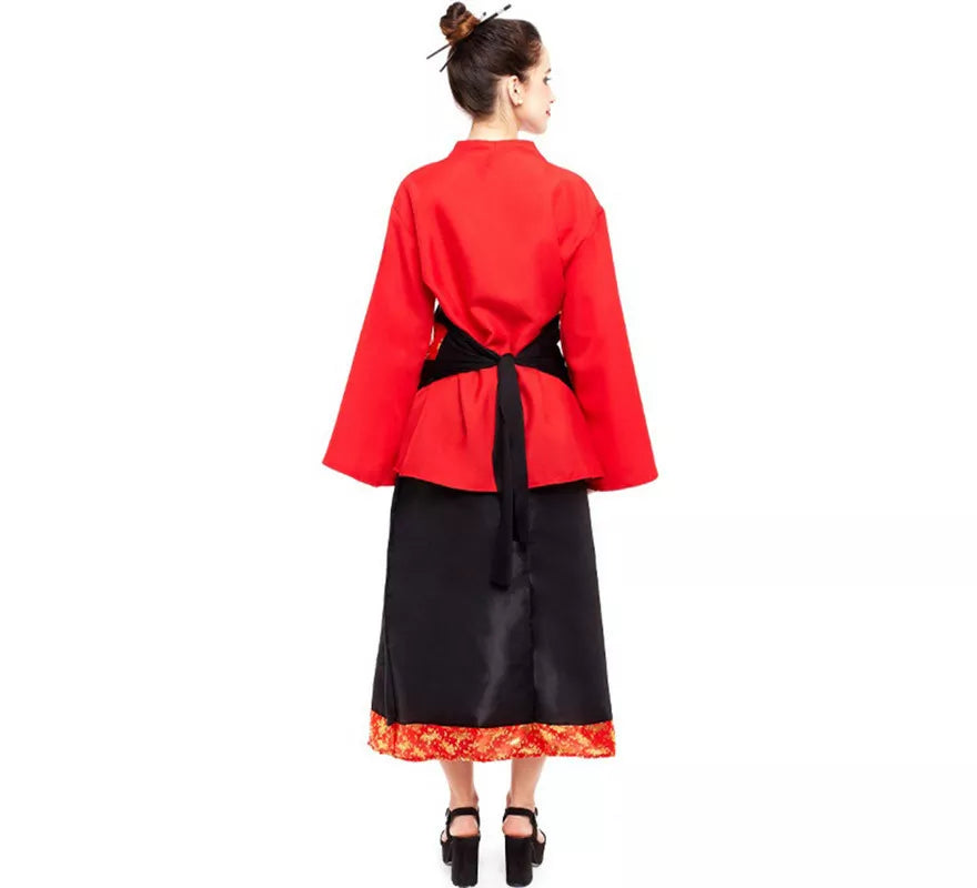 Translation missing: it.Disfraz de China Aldeana Rojo y Negro para mujer