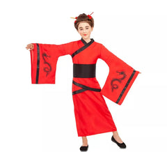 Costume cinese rosso e nero per bambina
