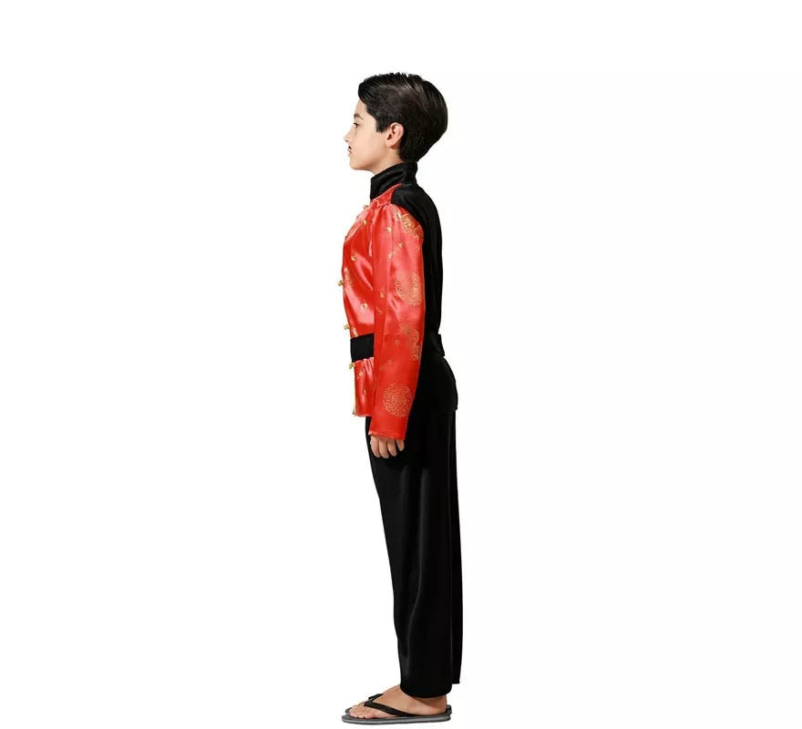 Disfraz de Chino negro y rojo para niño