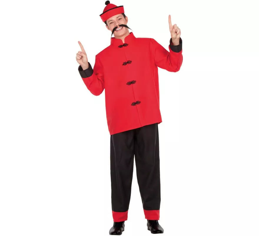 Translation missing: es.Disfraz de Chino Rojo y Negro para hombre