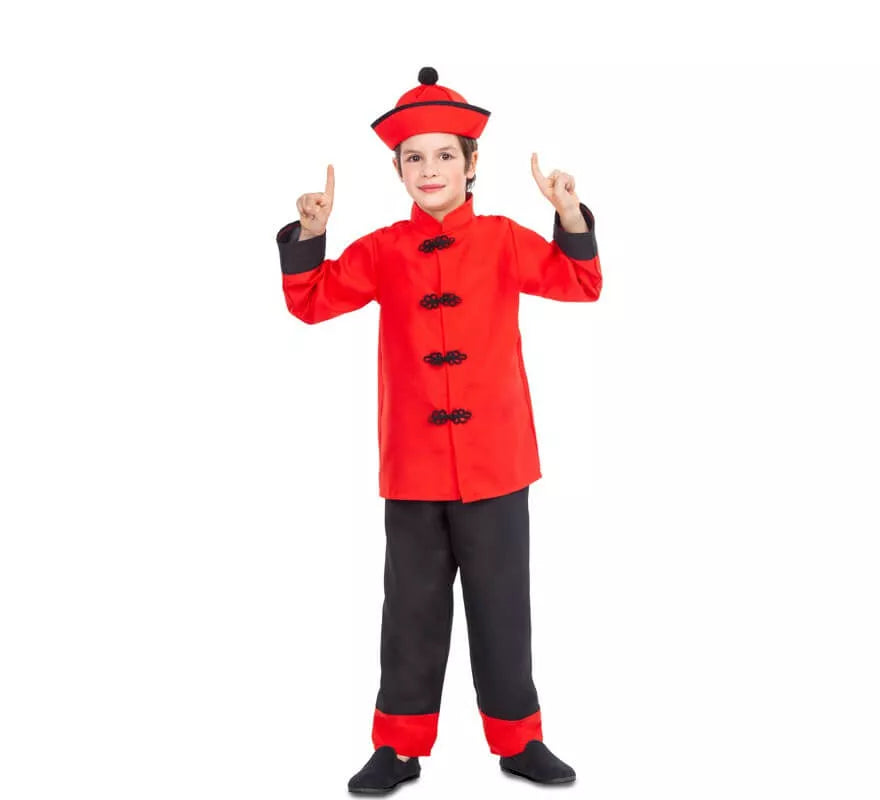 Translation missing: it.Disfraz de Chino Rojo y Negro para niño