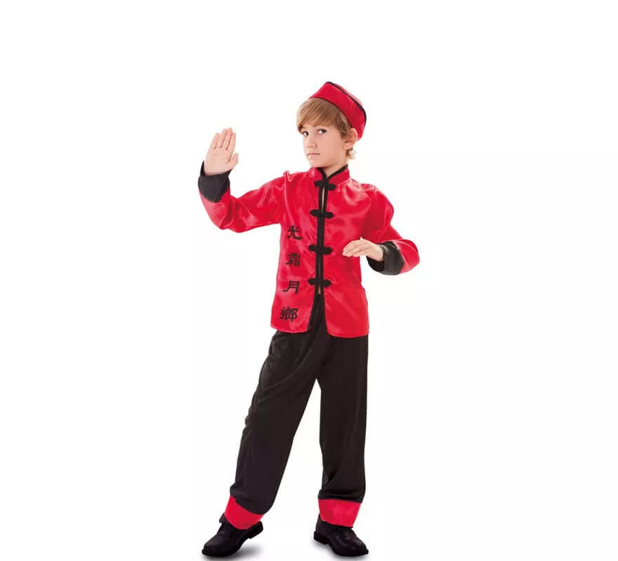 Translation missing: it.Disfraz de Chino rojo y negro para niño