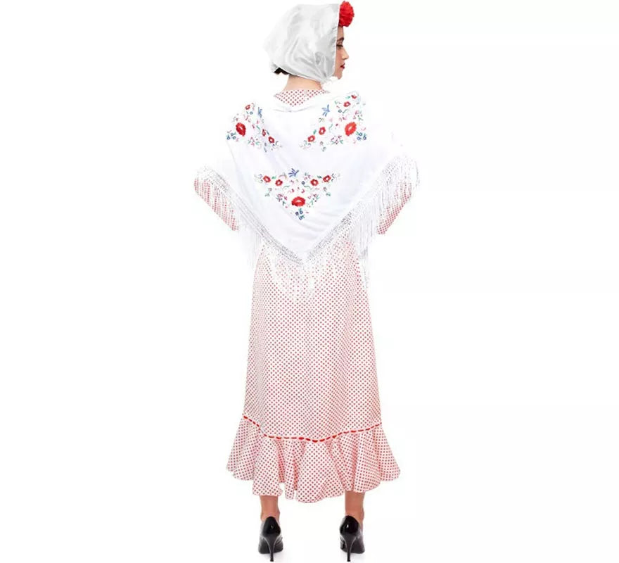 Translation missing: it.Disfraz de Chulapa Clasico blanco con lunares rojos para mujer