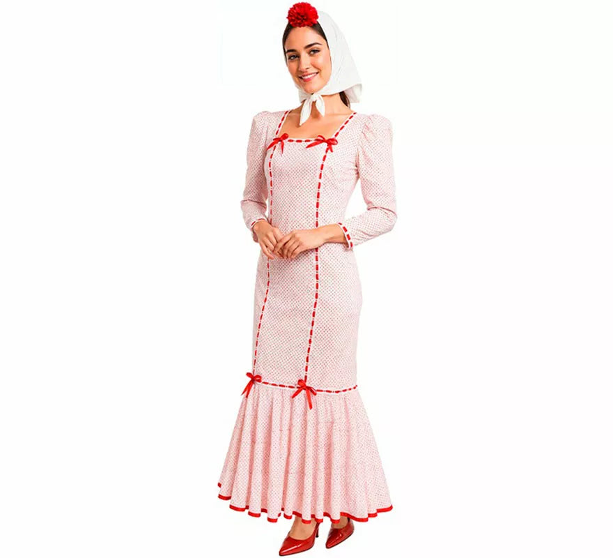 Translation missing: it.Disfraz de Chulapa Clásico blanco y rojo para mujer