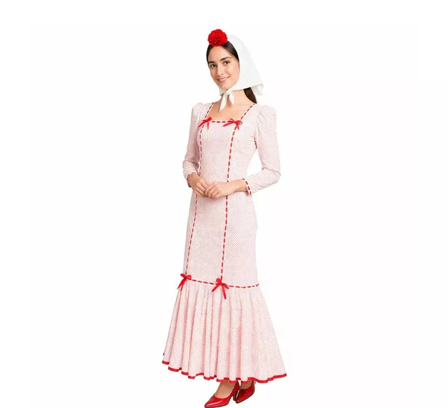 Translation missing: it.Disfraz de Chulapa Clásico blanco y rojo para mujer