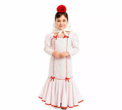 Classico costume da Chulapa bianco e rosso per bambine