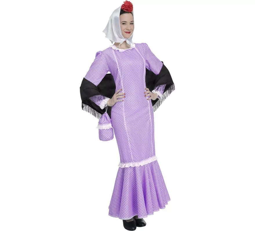 Translation missing: es.Disfraz de Chulapa Lila para mujer