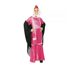 Costume da Chulapa vestito rosa con sciarpa per bambina