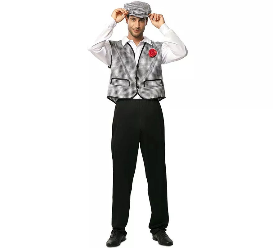 Translation missing: it.Disfraz de Chulapo Madrileño gris con gorro para hombre