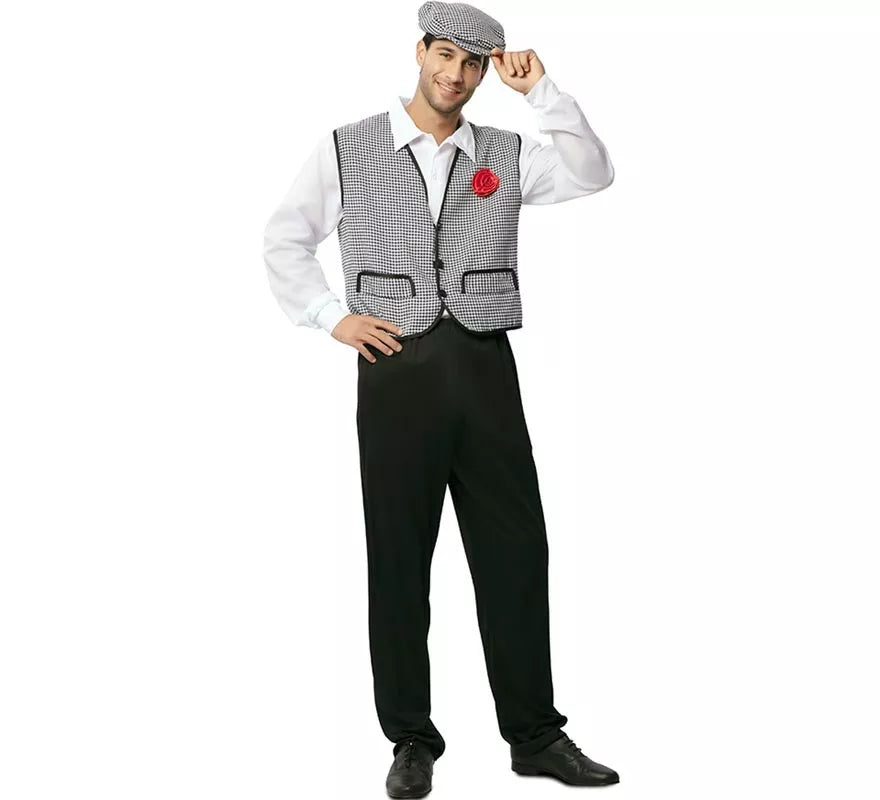 Translation missing: it.Disfraz de Chulapo Madrileño gris con gorro para hombre