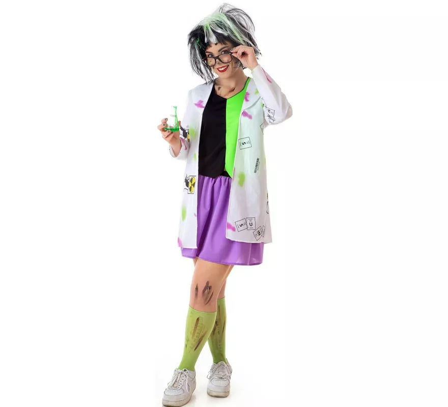 Translation missing: it.Disfraz de Científica Loca blanco y verde para mujer