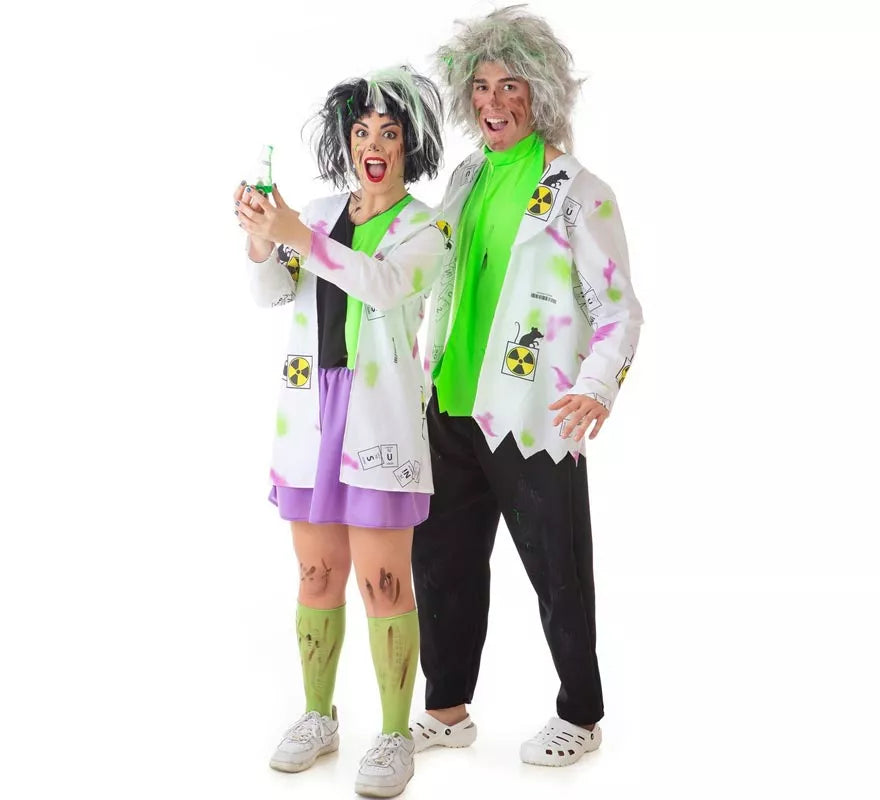 Translation missing: it.Disfraz de Científica Loca blanco y verde para mujer