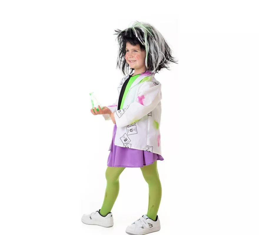 Translation missing: it.Disfraz de Científica Loca blanco y verde para niña