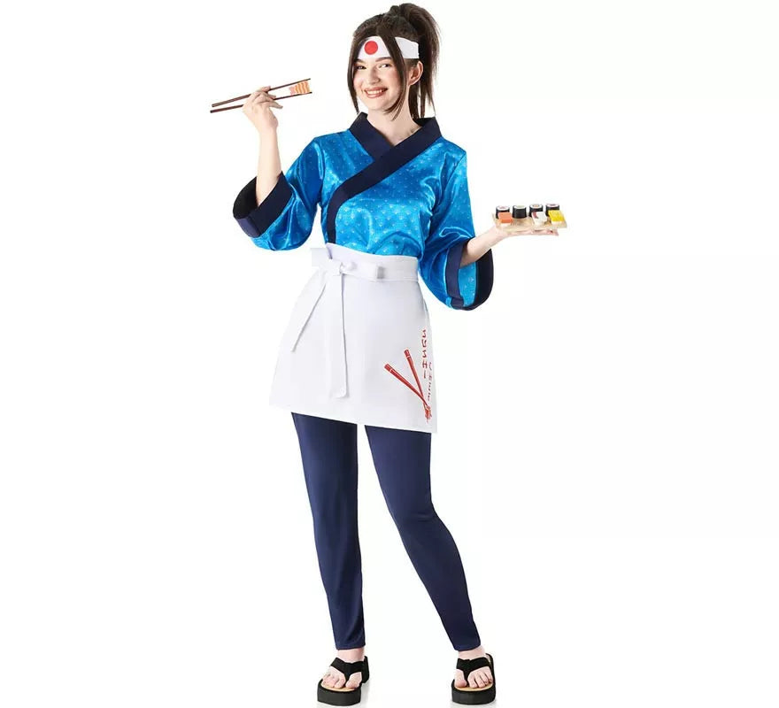 Translation missing: it.Disfraz de Cocinera Maestra Sushi azul para mujer