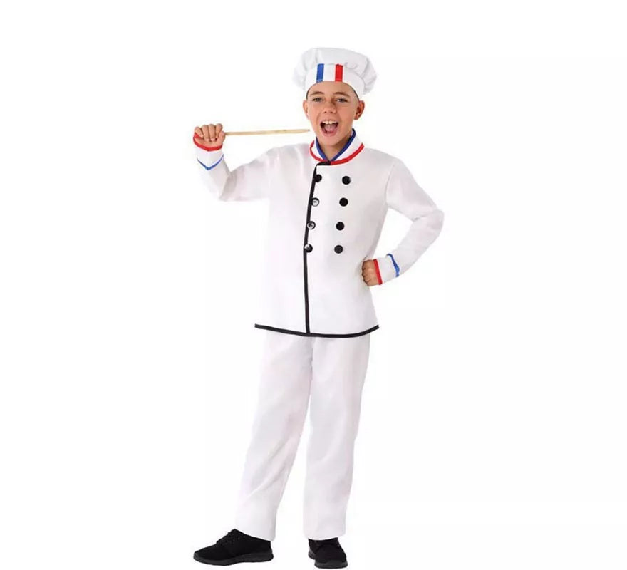 Disfraz de Cocinero Blanco con gorro para niño