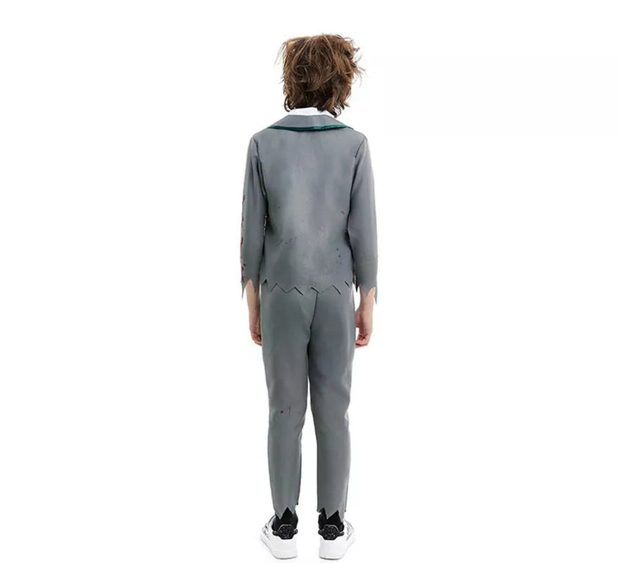 Translation missing: es.Disfraz de Colegial Zombie gris con chaqueta para niño