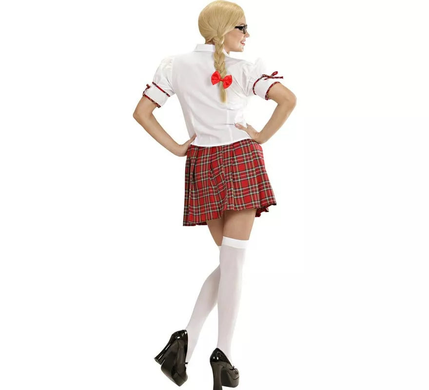 Translation missing: it.Disfraz de Colegiala blanco y rojo con corbata para mujer