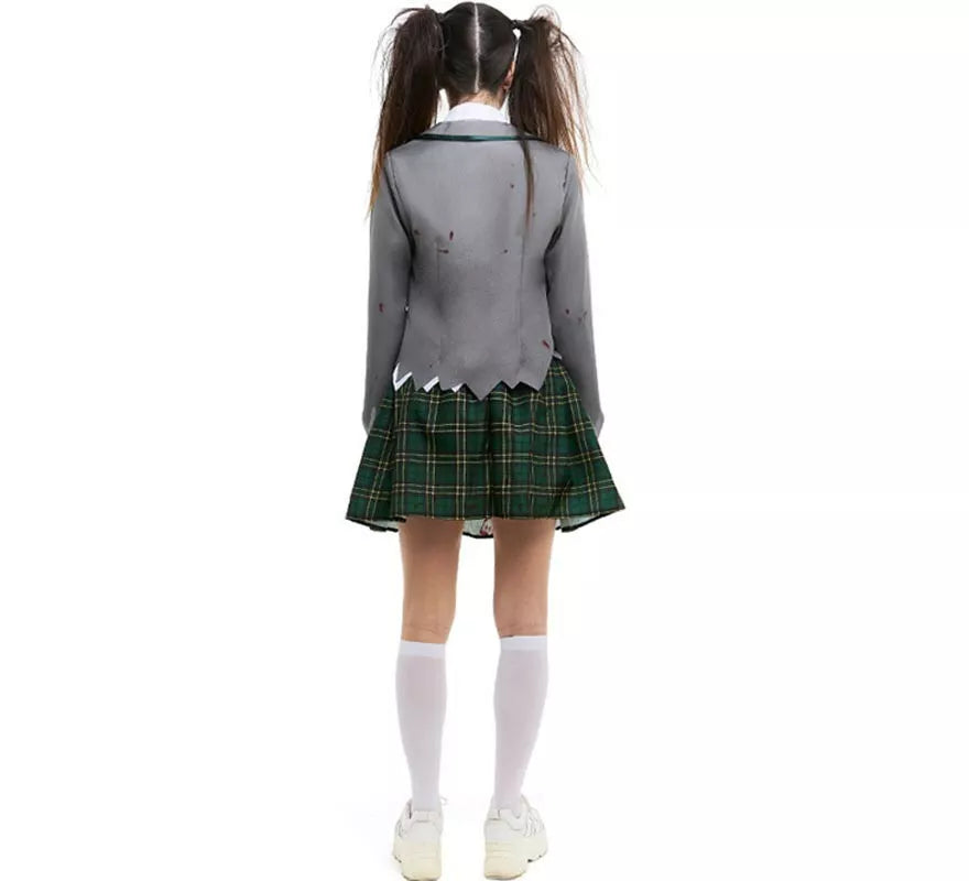 Translation missing: it.Disfraz de Colegiala Zombie gris con chaqueta para mujer