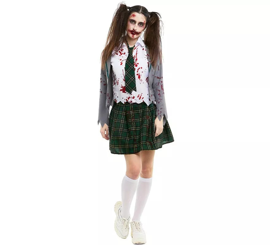 Translation missing: it.Disfraz de Colegiala Zombie gris con chaqueta para mujer