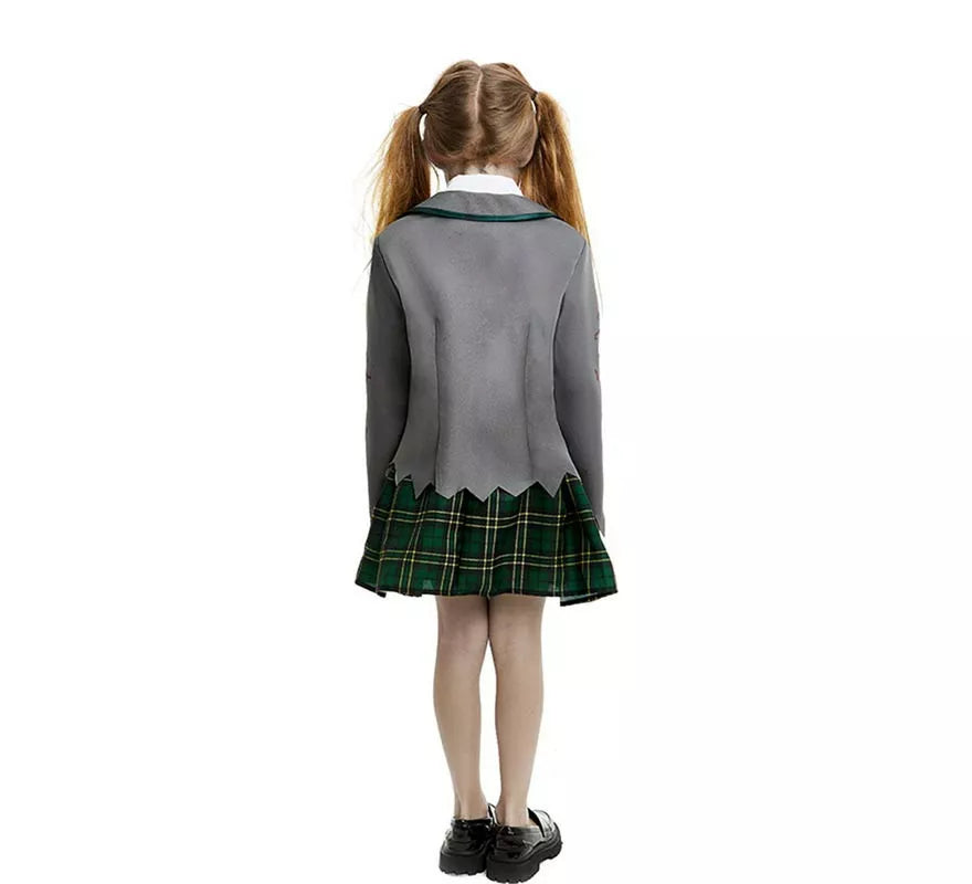 Translation missing: es.Disfraz de Colegiala Zombie gris con chaqueta para niña y adolescente