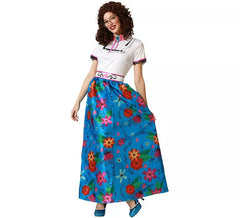 Disfraz de Colombiana azul floral para mujer