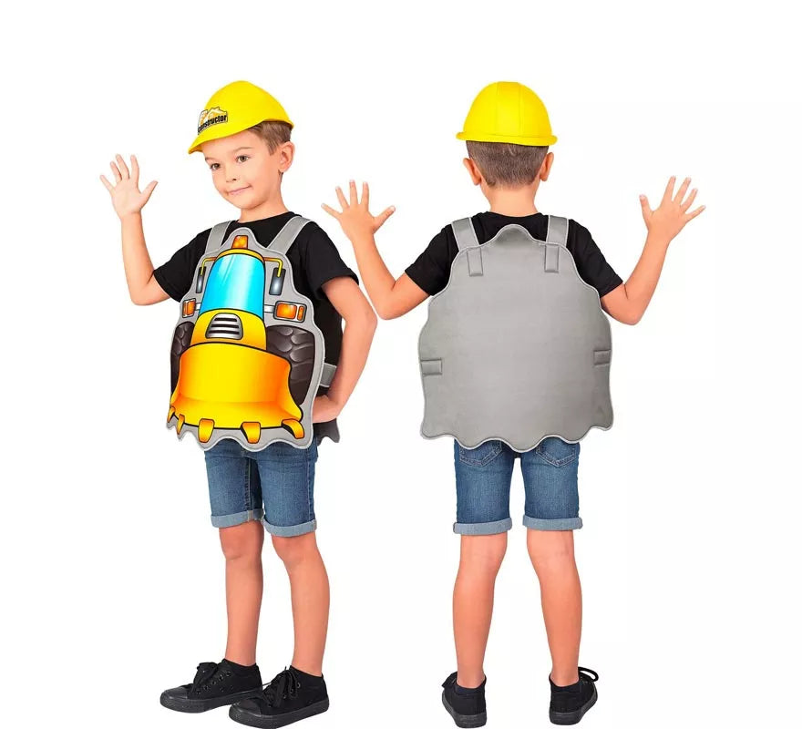 Disfraz de Constructor amarillo con gorro para niños
