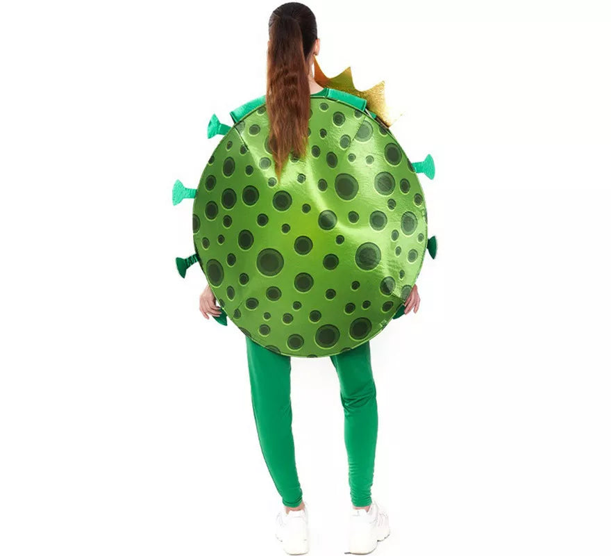 Translation missing: it.Disfraz de Coronavirus verde con Corona para adulto