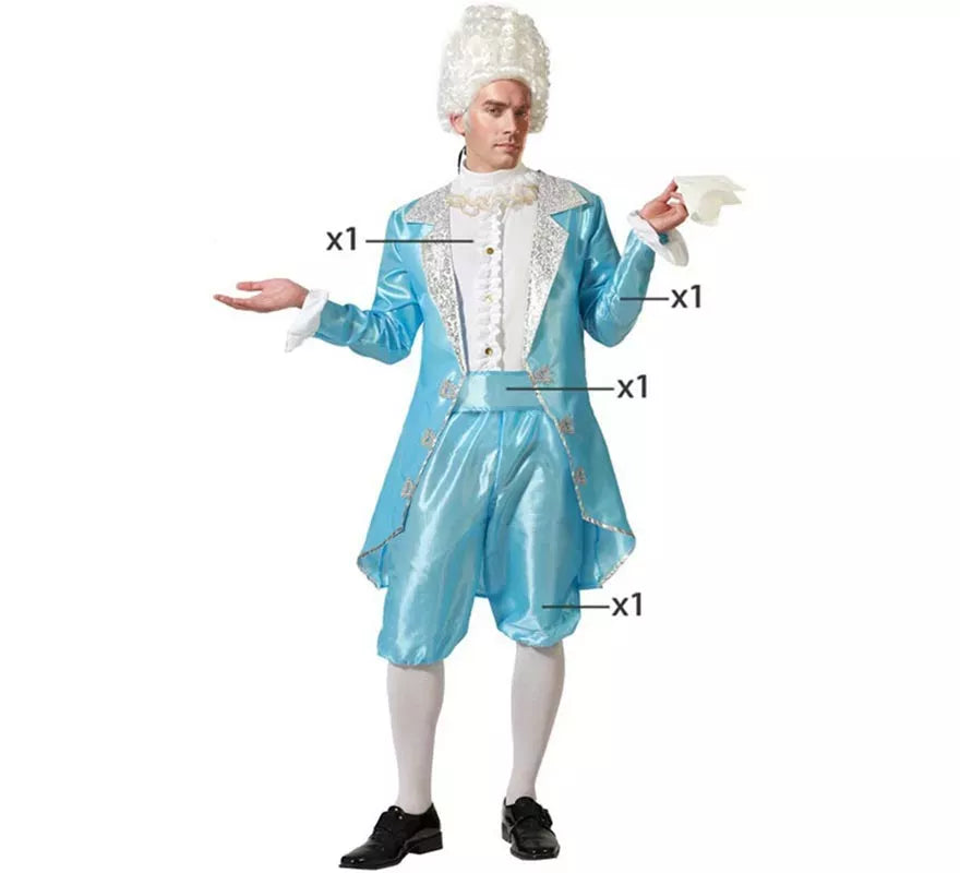 Translation missing: it.Disfraz de Cortesano azul para hombre