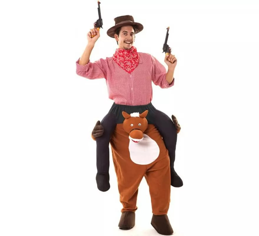 Translation missing: it.Disfraz de Cowboy a hombros de Caballo para adultos
