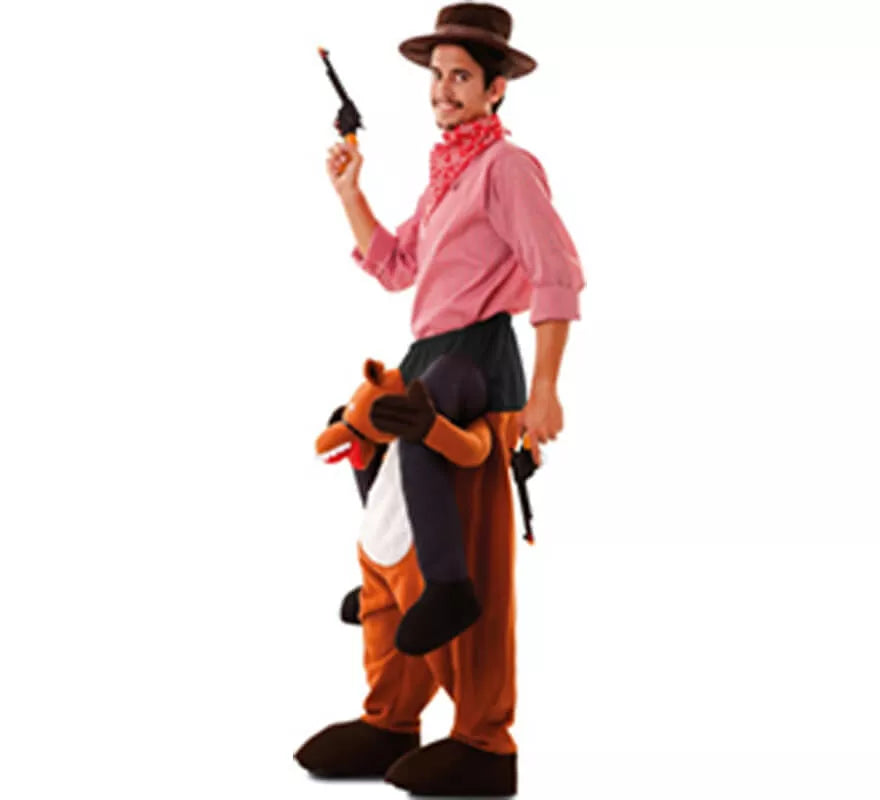 Translation missing: it.Disfraz de Cowboy a hombros de Caballo para adultos