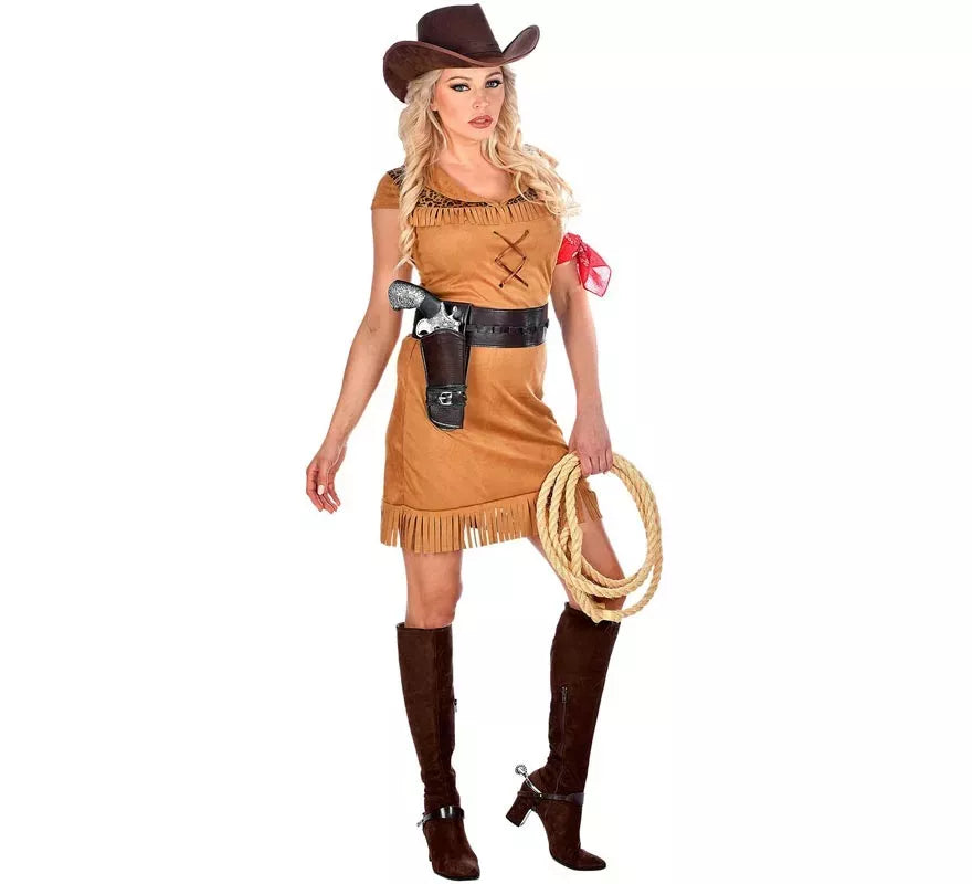 Disfraz de Cowgirl marrón para mujer