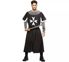 Costume da crociato medievale nero per uomo