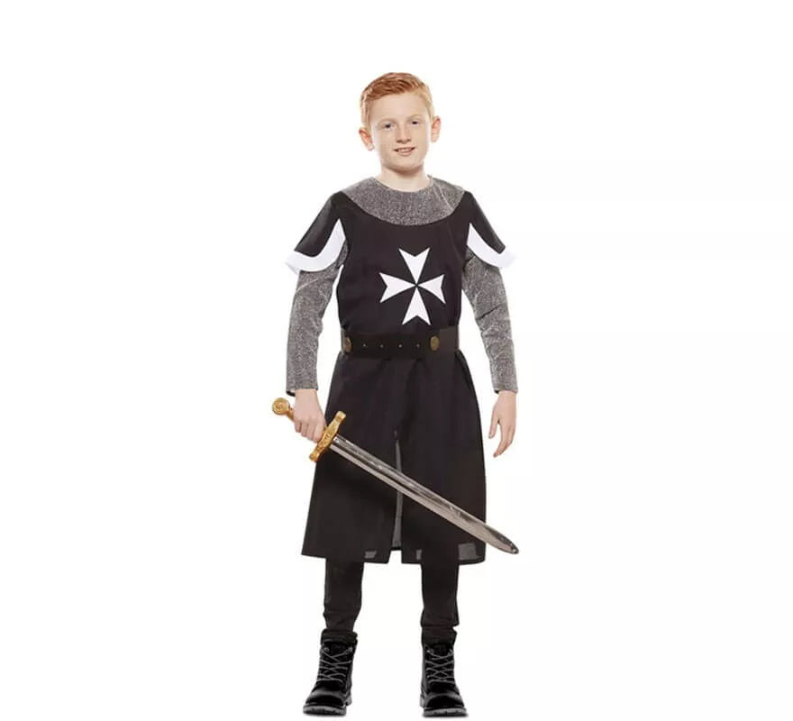 Translation missing: es.Disfraz de Cruzado Medieval Negro para niño