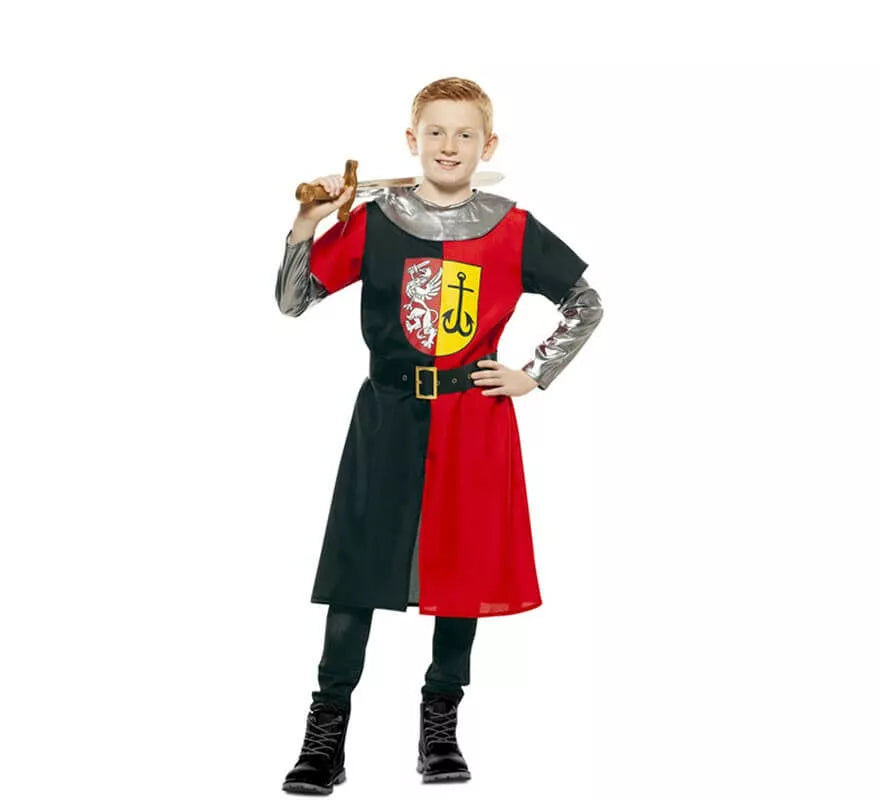 Translation missing: es.Disfraz de Cruzado Medieval Rojo y Negro para niño
