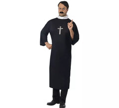 Costume da sacerdote cattolico nero per uomo