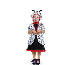 Costume da dalmata in abito con cappuccio per bambina e bambina