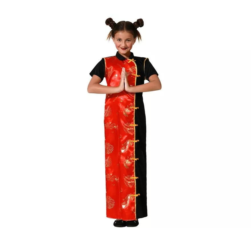 Translation missing: es.Disfraz de Dama China negro y rojo para niña