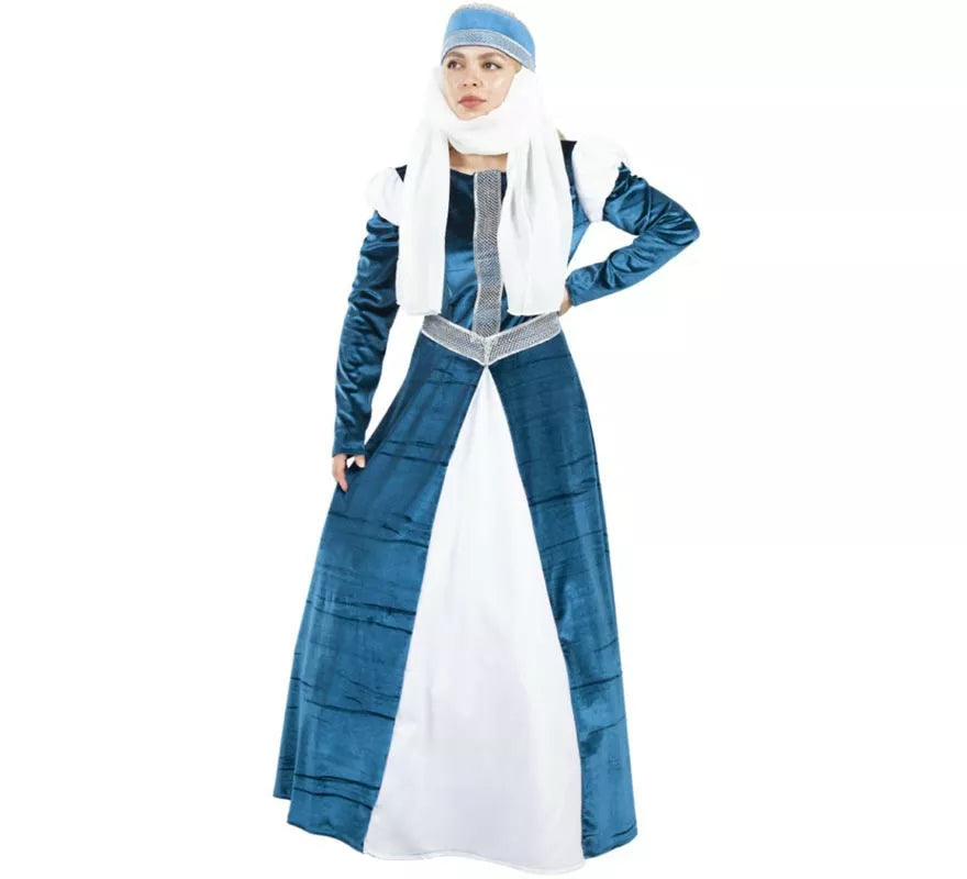 Translation missing: it.Disfraz de Dama de la Corte azul y blanco para mujer