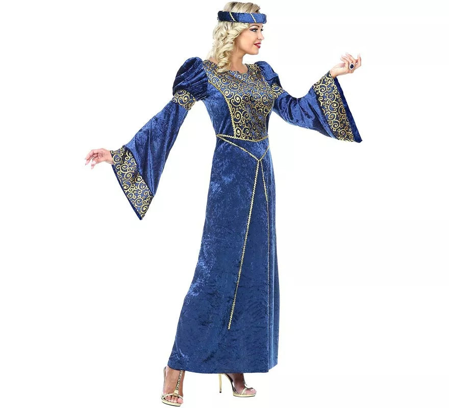 Translation missing: es.Disfraz de Dama del Renacimiento azul y dorado para mujer