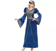 Costume da donna rinascimentale blu e oro per donna