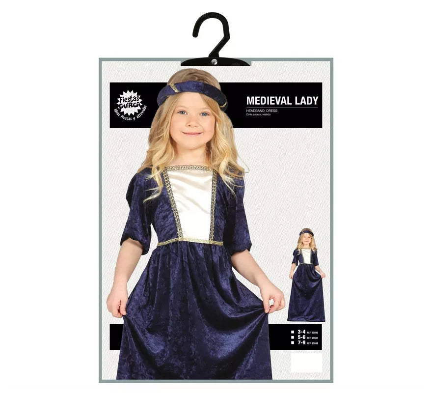 Translation missing: it.Disfraz de Dama Medieval azul para niña