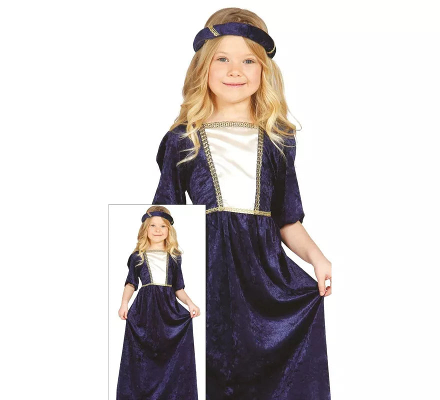 Translation missing: it.Disfraz de Dama Medieval azul para niña